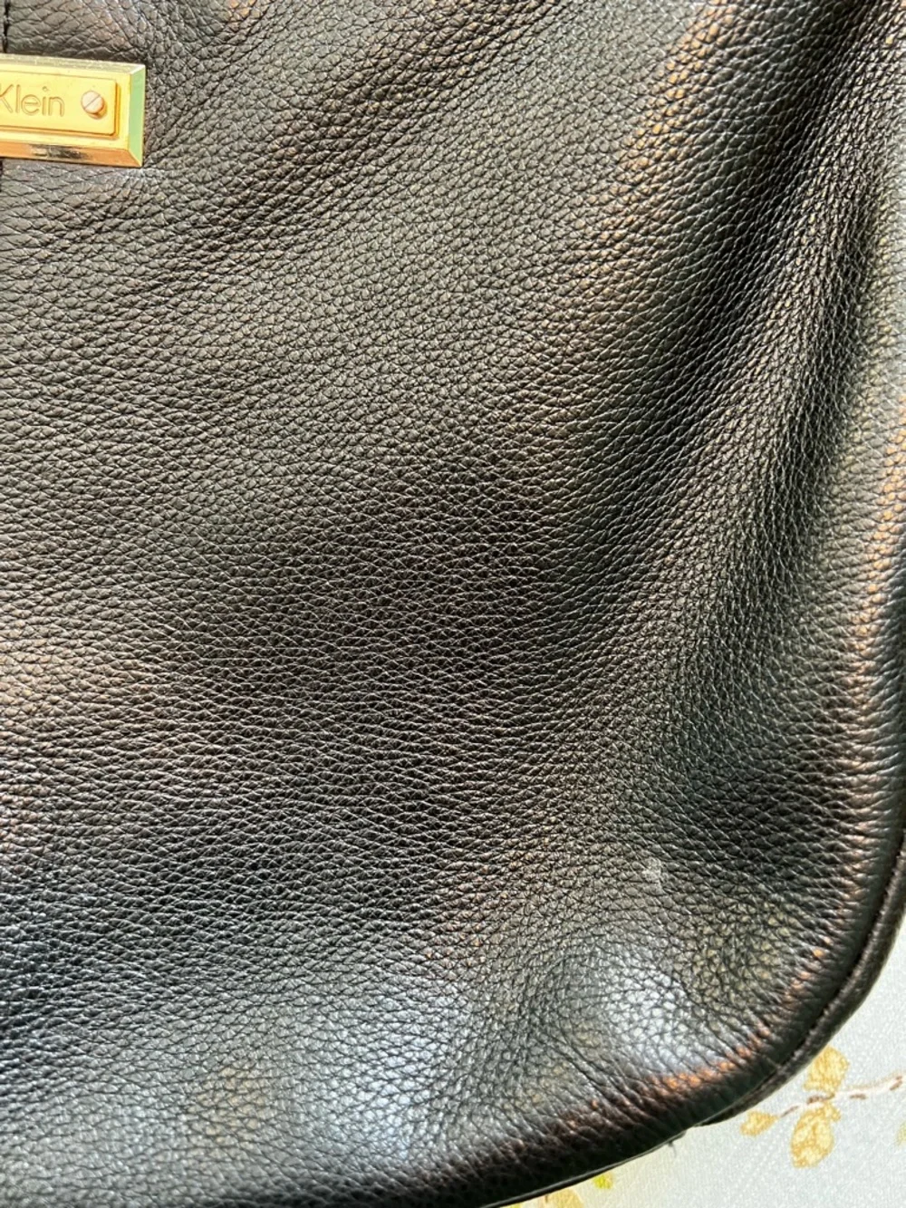 Calvin Klein Black Pebbled Faux-Leather Hobo with Gold plated hardware - Picture 11 of 12